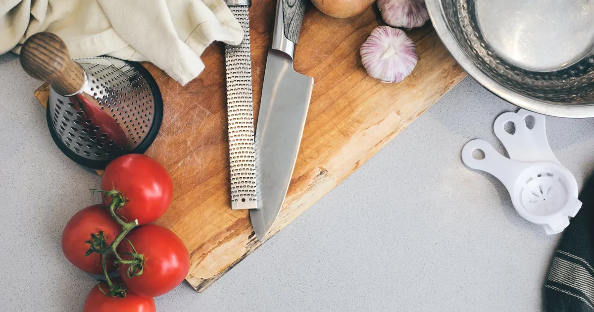 Home kitchen counter with fresh ingredients ready for cooking