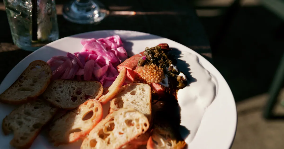 Salmon dinner with vegetables on a plate